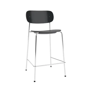 Co Bar Chair barkruk - Zwart eiken-verchroomd staal, 65 cm - Audo Copenhagen