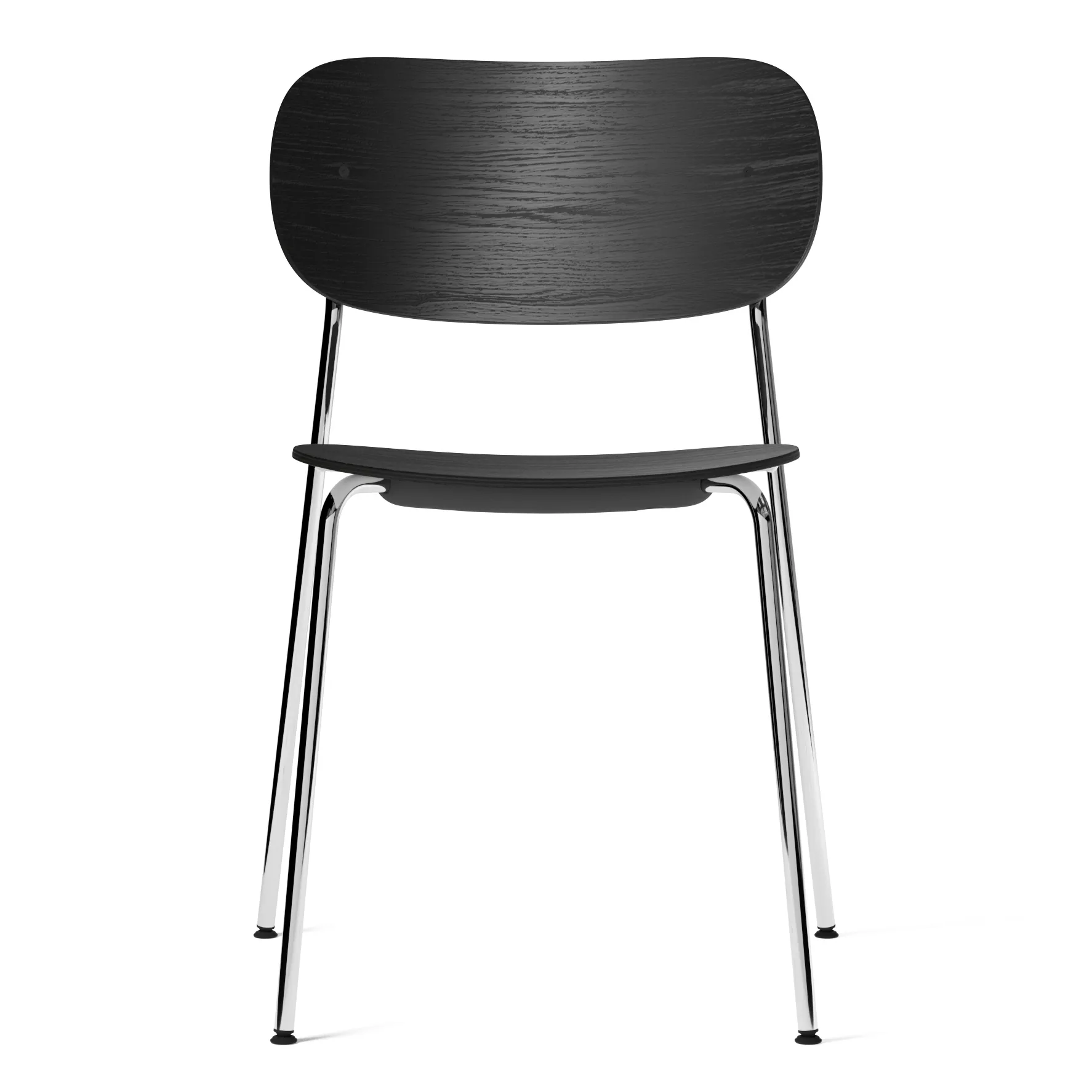 Co eetstoel verchroomde poten, Zwart eikenhout Audo Copenhagen
