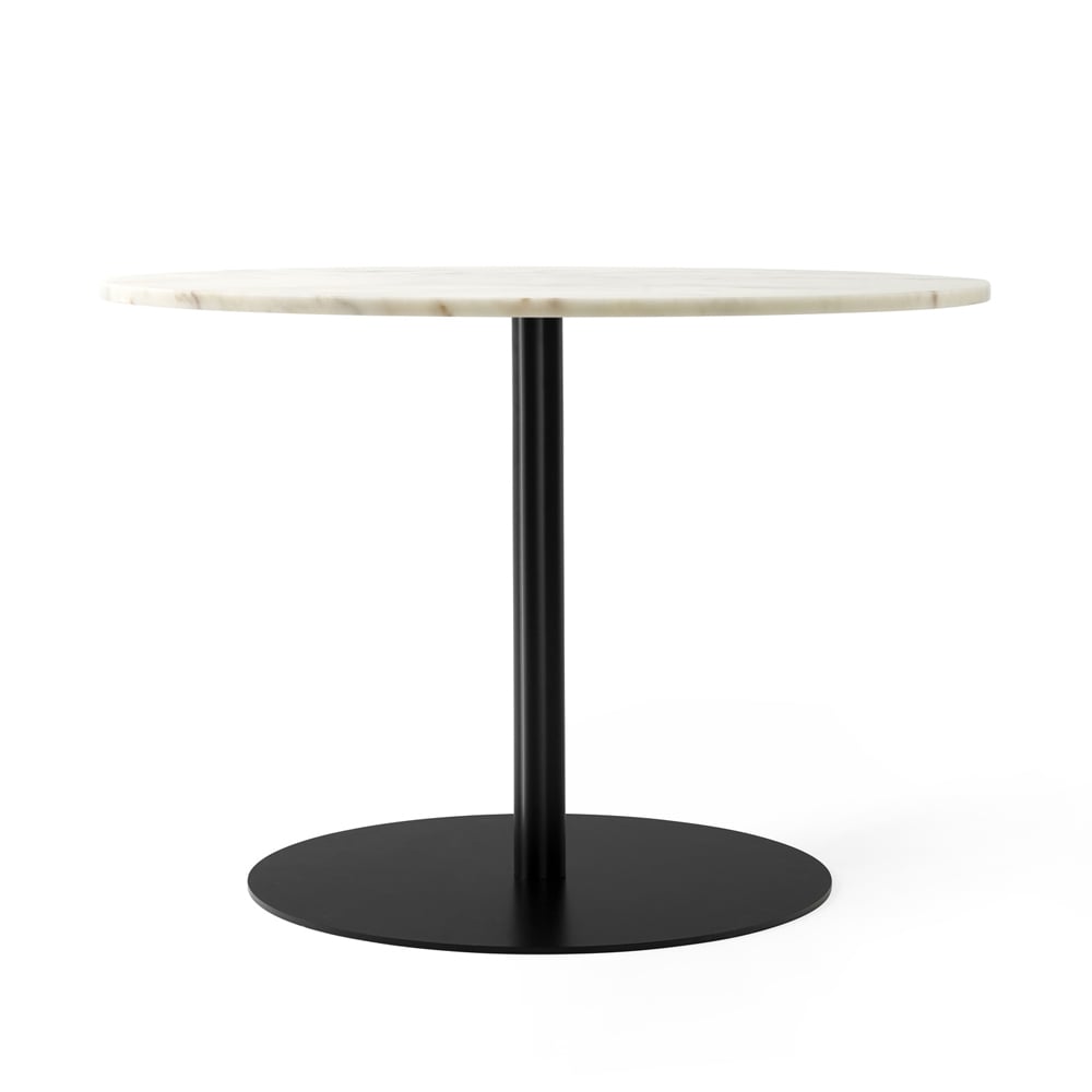 Audo Copenhagen Harbour Column eettafel marble offwhite, ø105 cm, zwart onderstel