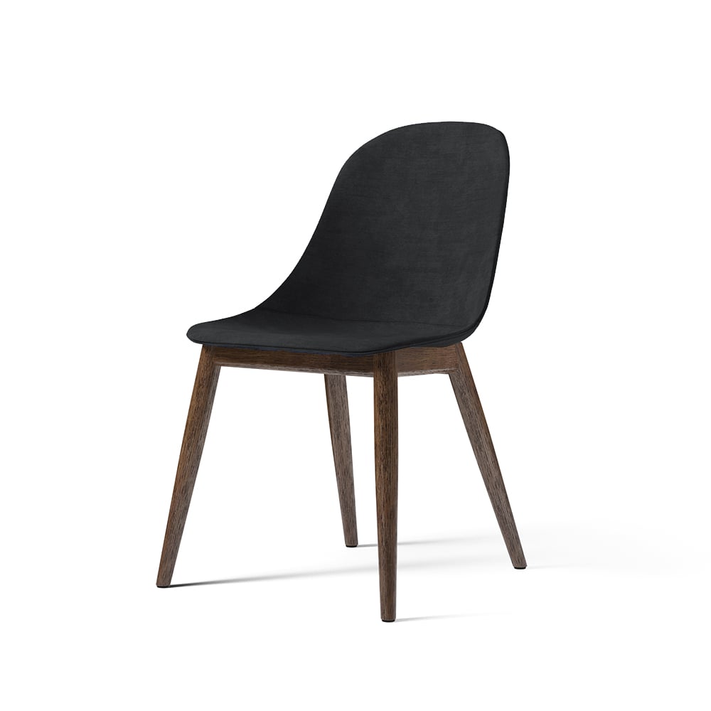 Audo Copenhagen Harbour side dining chair stoel, beklede zitting stof remix 173 dark grey, poten van donkergebeitst eikenhout