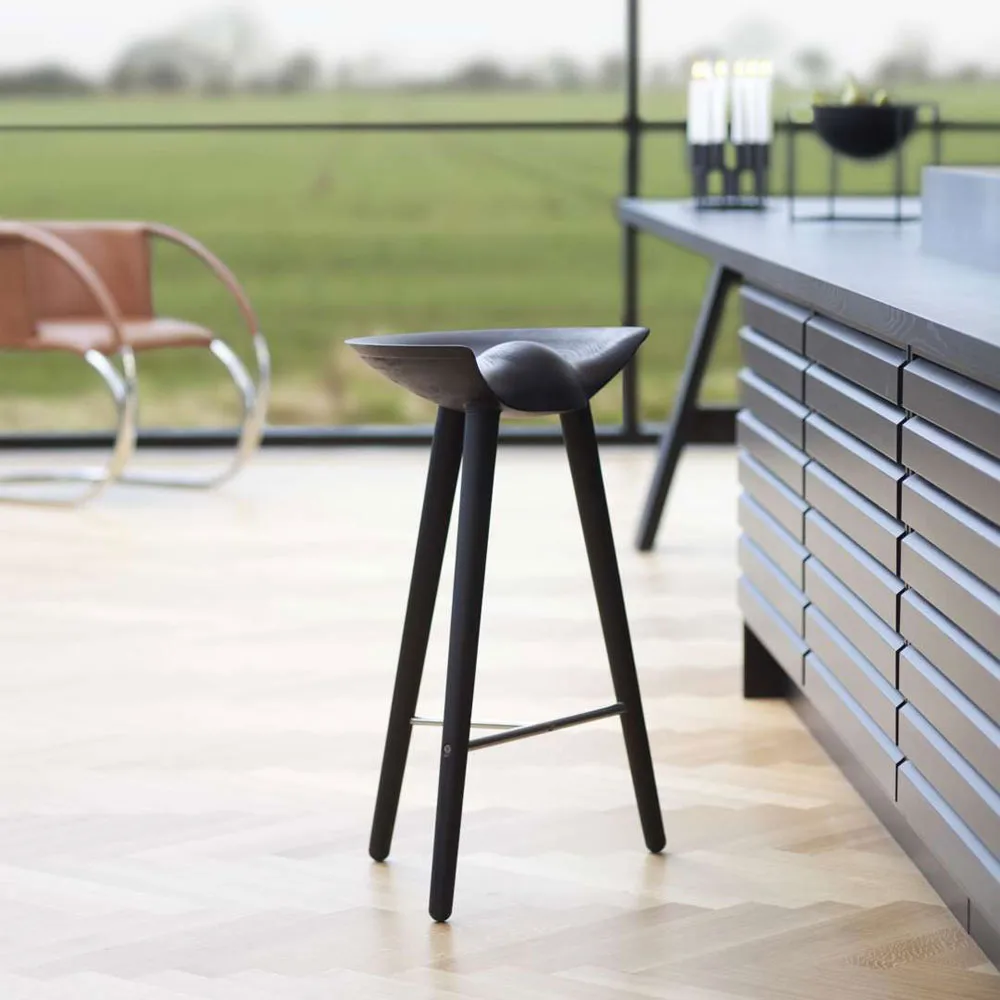 ML 42 Barkruk, black stained beech, brass Audo Copenhagen