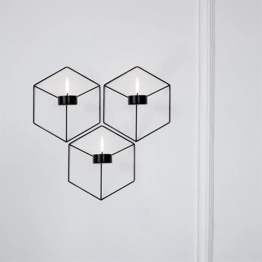 POV theelichthouder wand - 3-pack zwart,  Audo Copenhagen