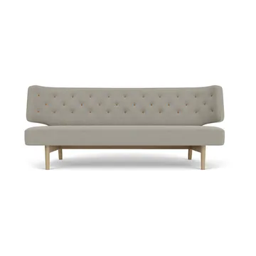 Radiohus Sofa Fully Upholstered RE-WOOL PC1T Global HR BUTTONS Vegetal 4-Legs Base - Re-wool 218-naturel eiken, leren knopen, 2-zits - Audo Copenhagen