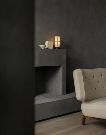 Radiohus Sofa Fully Upholstered RE-WOOL PC1T Global HR BUTTONS Vegetal 4-Legs Base - Re-wool 218-naturel eiken, leren knopen, 2-zits - Audo Copenhagen