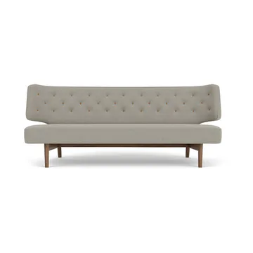 Radiohus Sofa Fully Upholstered RE-WOOL PC1T Global HR BUTTONS Vegetal 4-Legs Base - Re-wool 218-walnoot, leren knopen, 2-zits - Audo Copenhagen