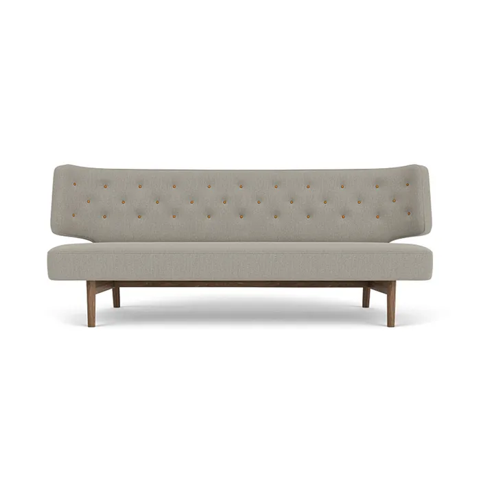 Radiohus Sofa Fully Upholstered RE-WOOL PC1T Global HR BUTTONS Vegetal 4-Legs Base - Re-wool 218-walnoot, leren knopen, 2-zits - Audo Copenhagen