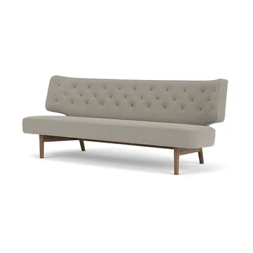 Radiohus Sofa Fully Upholstered RE-WOOL PC1T Global HR BUTTONS Vegetal 4-Legs Base - Re-wool 218-walnoot, leren knopen, 2-zits - Audo Copenhagen