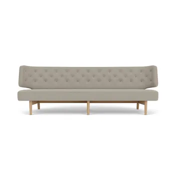 Radiohus Sofa Fully Upholstered RE-WOOL PC1T Global HR BUTTONS Vegetal 4-Legs Base - Re-wool 218-naturel eiken, leren knopen, 3-zits - Audo Copenhagen