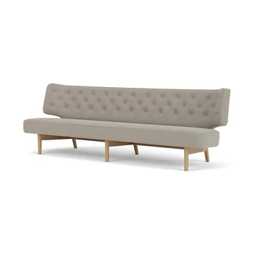 Radiohus Sofa Fully Upholstered RE-WOOL PC1T Global HR BUTTONS Vegetal 4-Legs Base - Re-wool 218-naturel eiken, leren knopen, 3-zits - Audo Copenhagen