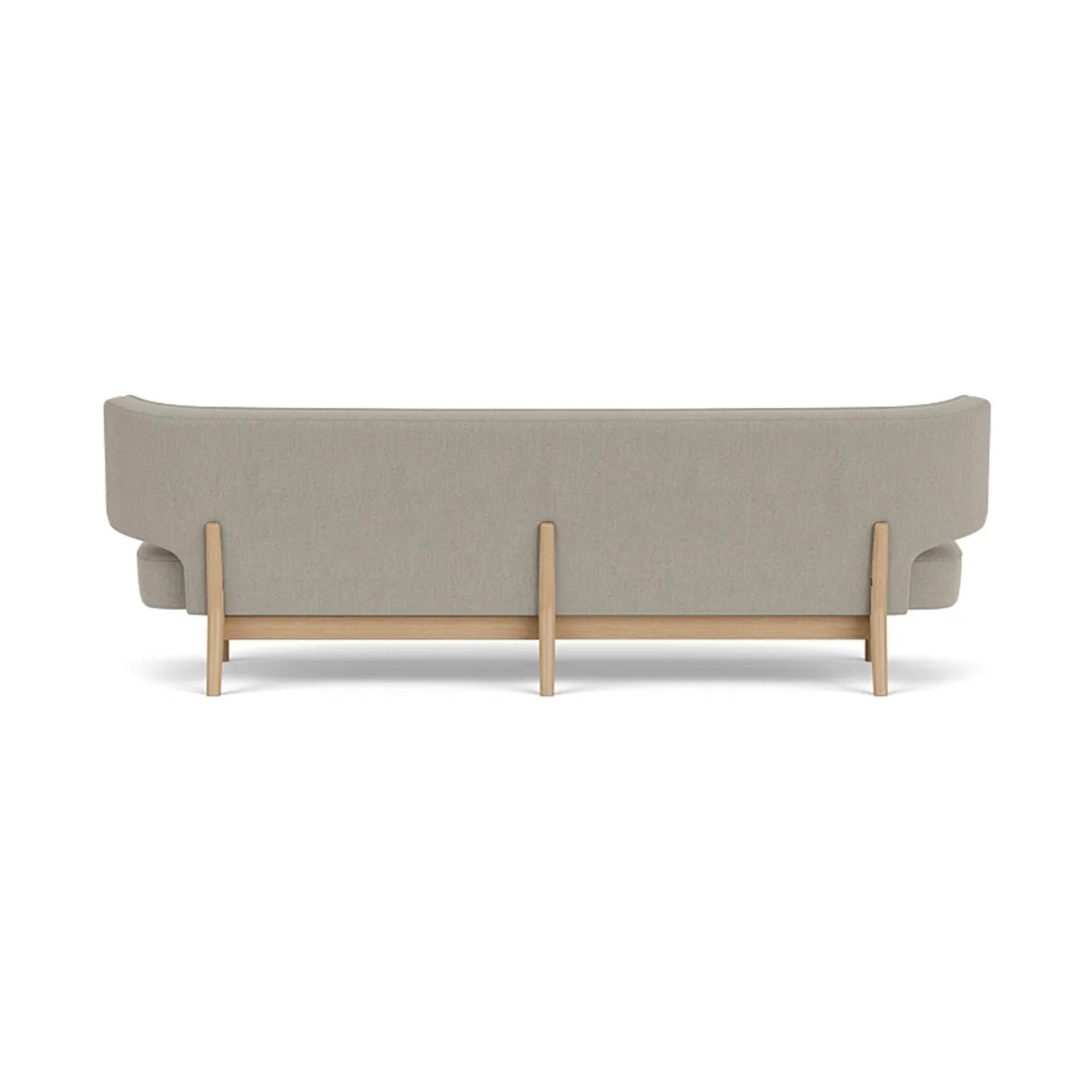 Radiohus Sofa Fully Upholstered RE-WOOL PC1T Global HR BUTTONS Vegetal 4-Legs Base, Re-wool 218-naturel eiken, leren knopen, 3-zits Audo Copenhagen