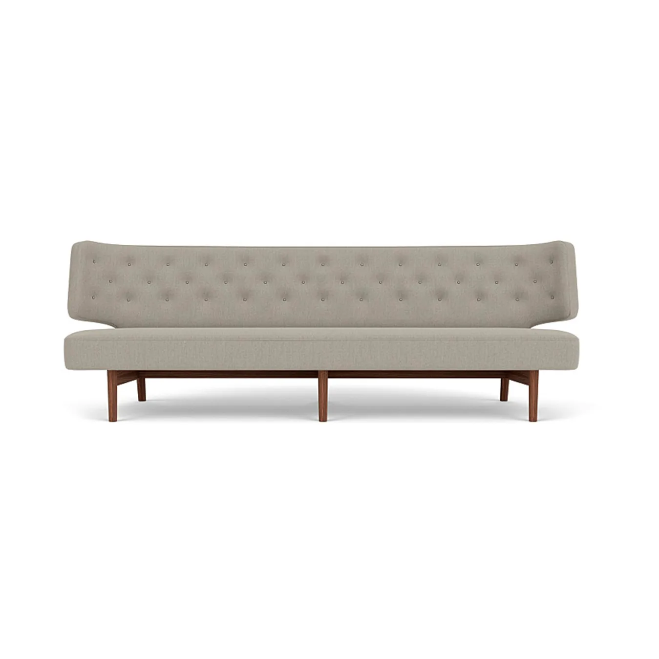 Radiohus Sofa Fully Upholstered RE-WOOL PC1T Global HR BUTTONS Vegetal 4-Legs Base, Re-wool 218-walnoot, lederen knopen, 3-zits Audo Copenhagen