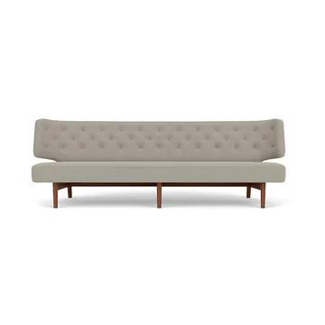 Radiohus Sofa Fully Upholstered RE-WOOL PC1T Global HR BUTTONS Vegetal 4-Legs Base - Re-wool 218-walnoot, lederen knopen, 3-zits - Audo Copenhagen
