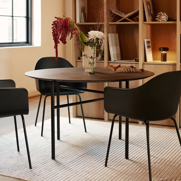 Snaregade Round Eettafel rond, charcoal linoleum, ø138 cm, zwart stalen onderstel Audo Copenhagen