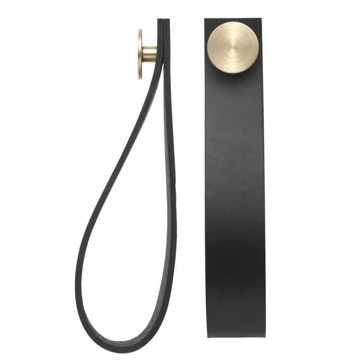 Stropp hanger 2-pack - zwart leer - messing knop - Audo Copenhagen