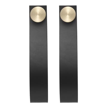 Stropp hanger 2-pack - zwart leer - messing knop - Audo Copenhagen