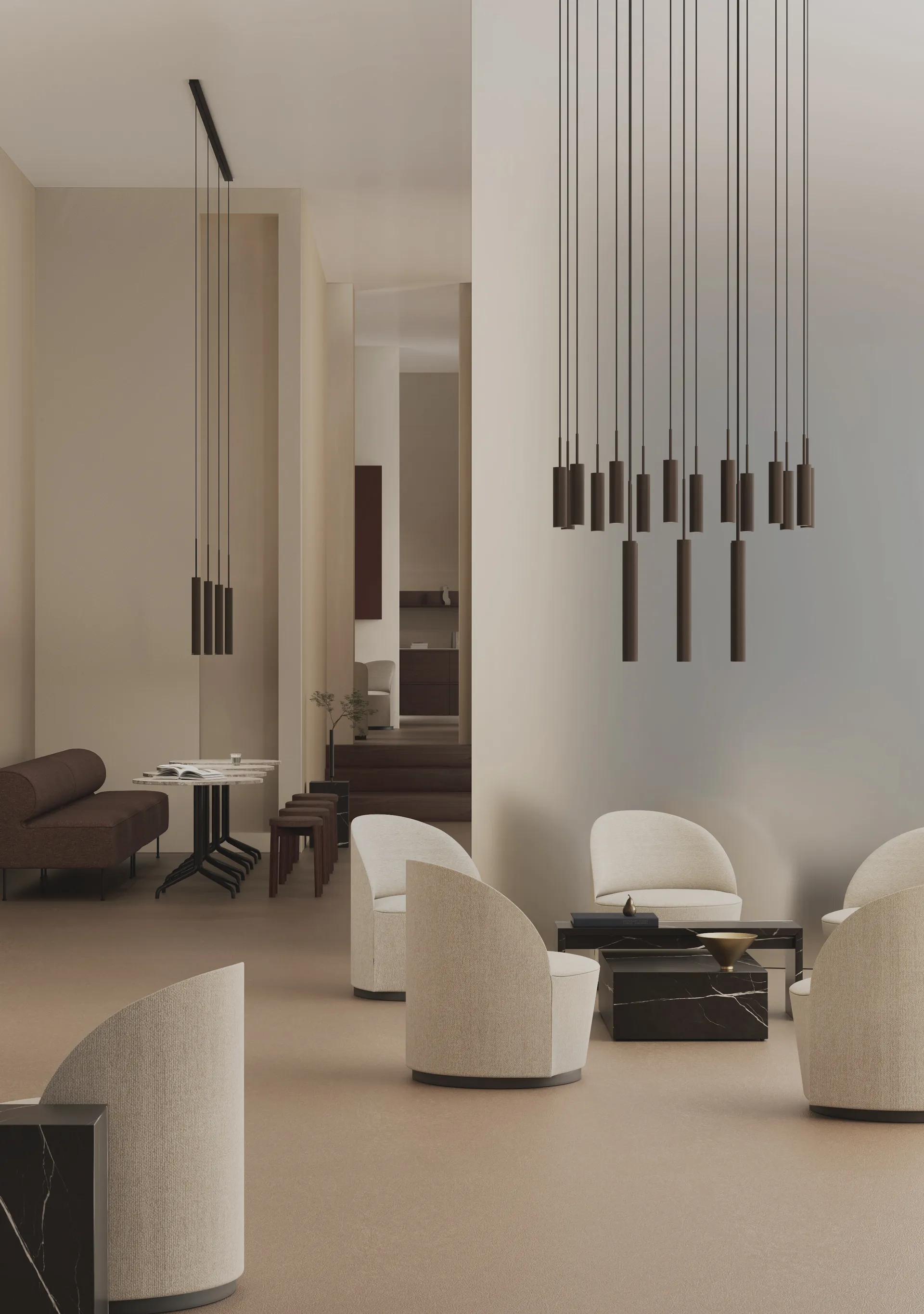 Tubulaire kroonluchter 20, Anodized bronzed Audo Copenhagen