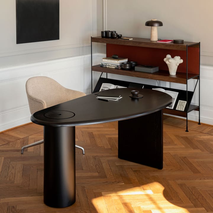 Zet kastensysteem, oak dark stained, 1x2, black steel base Audo Copenhagen
