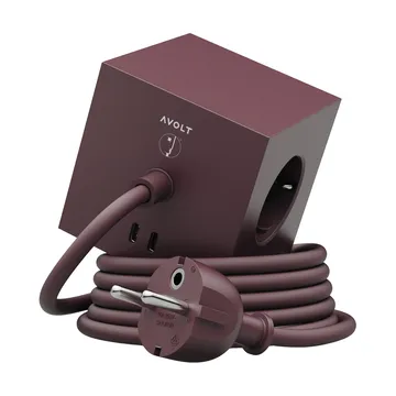 AVOLT x Bauhaus-Archiv Square 1 stekkerdoos USB-C - Mulberry Red - Avolt