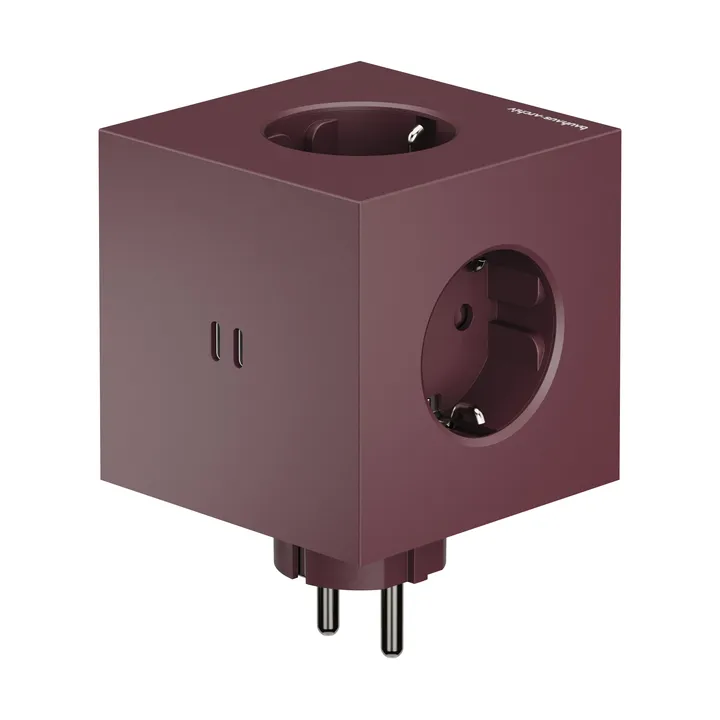 AVOLT x Bauhaus-Archiv Square 2 stekkerdoos USB-C - Mulberry Red - Avolt