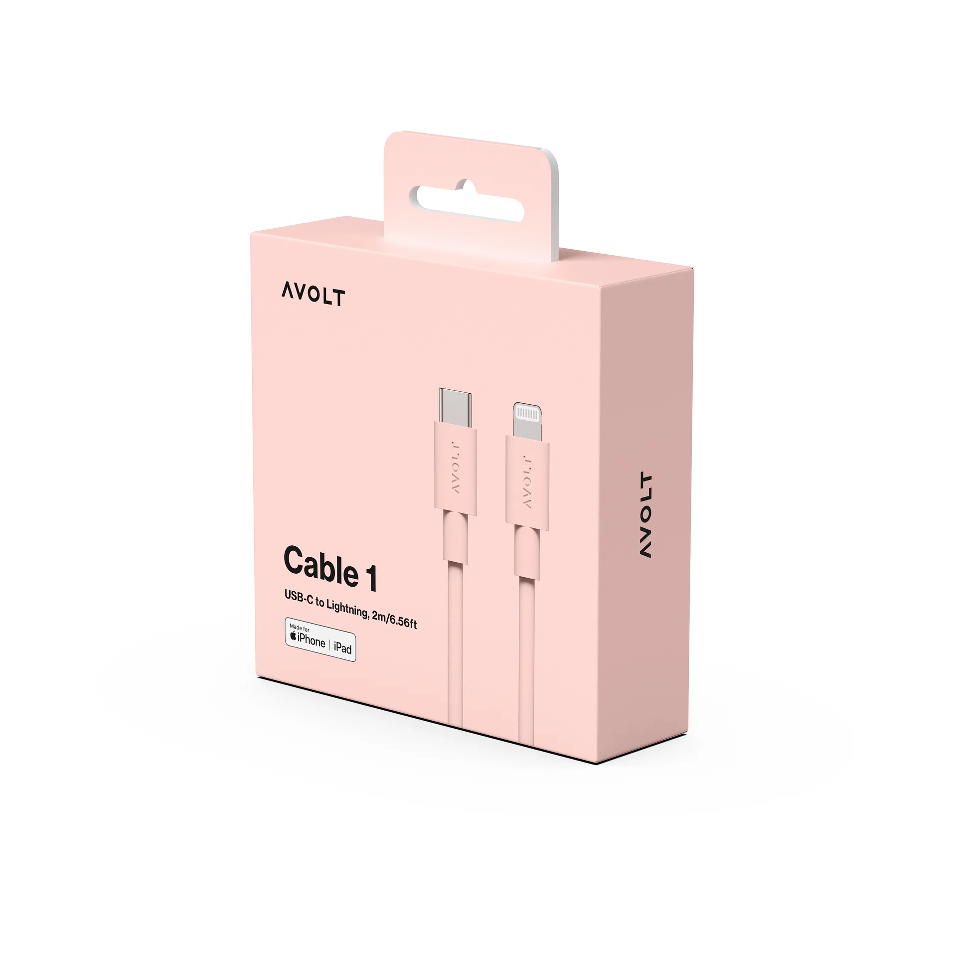 Kabel 1 USB C naar Lightning oplaadkabel 2m, New Pink Avolt