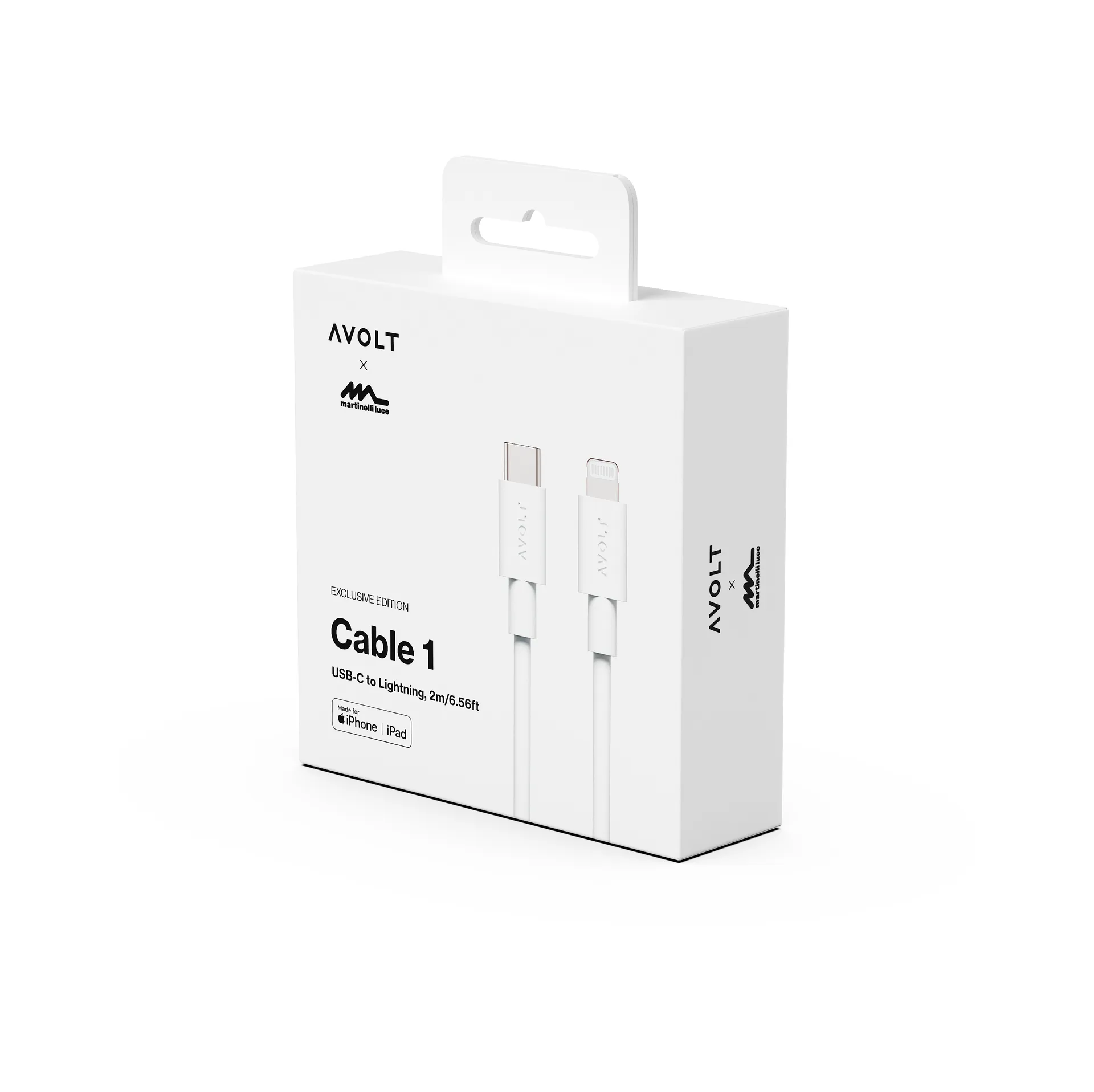 Kabel 1 USB C naar Lightning oplaadkabel 2m, White Martinelli Luce Edition Avolt