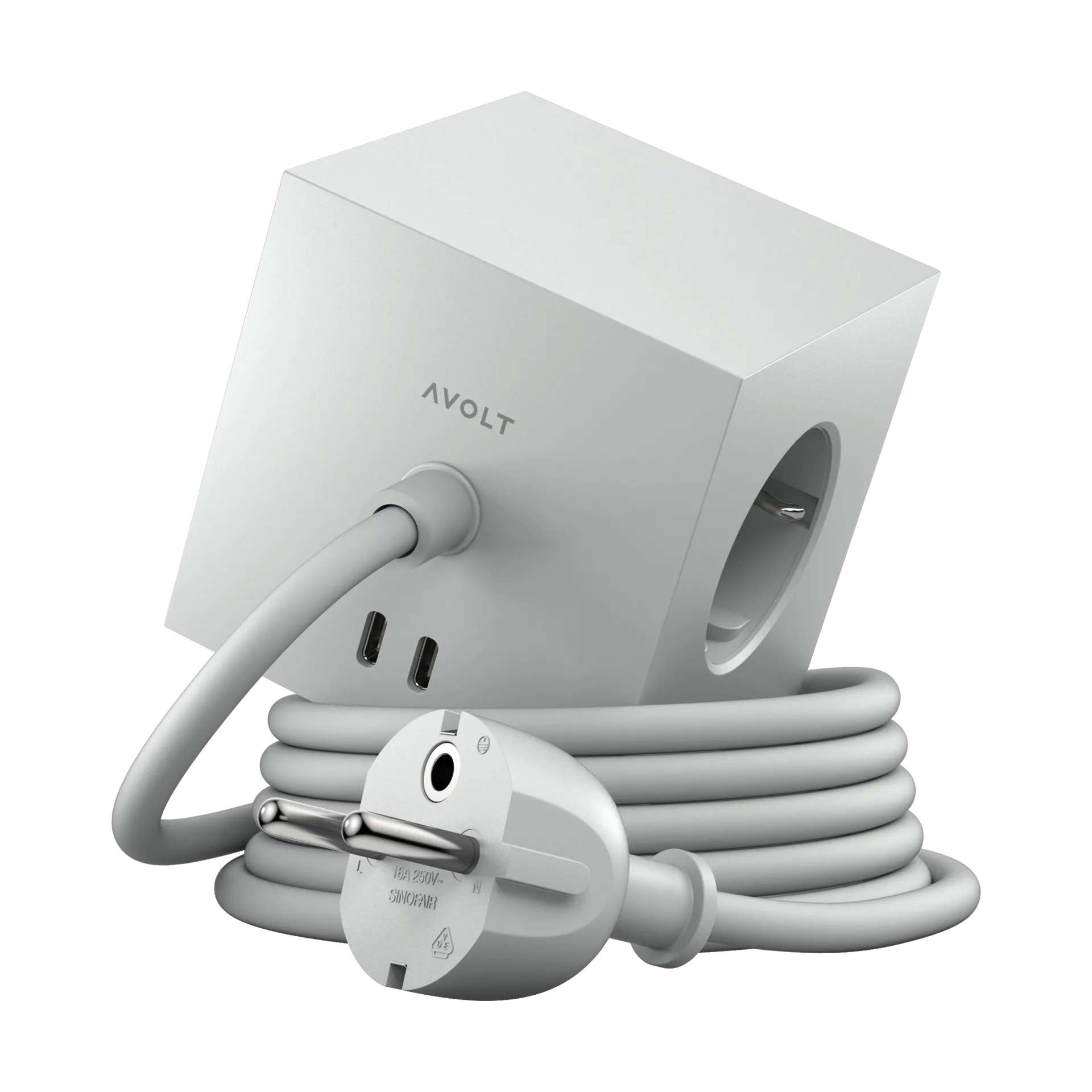 Square 1 stopcontact met USB-C 30W 1,8 m, Gotland gray Avolt