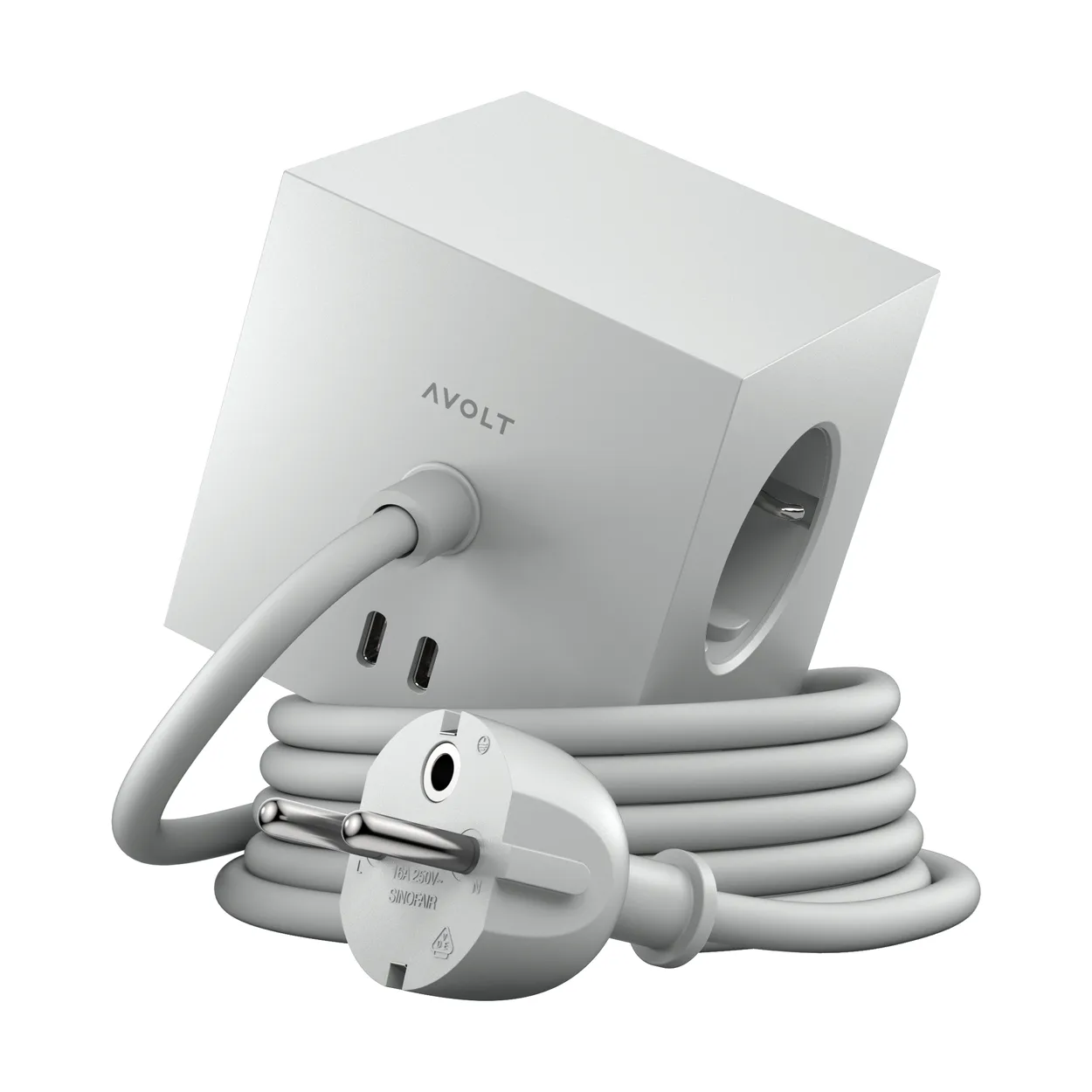 Avolt Square 1 stopcontact met USB-C 30W 1,8 m Gotland gray