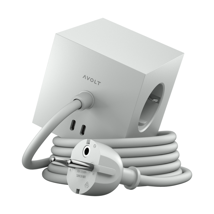 Square 1 stopcontact met USB-C 30W 1,8 m - Gotland gray - Avolt