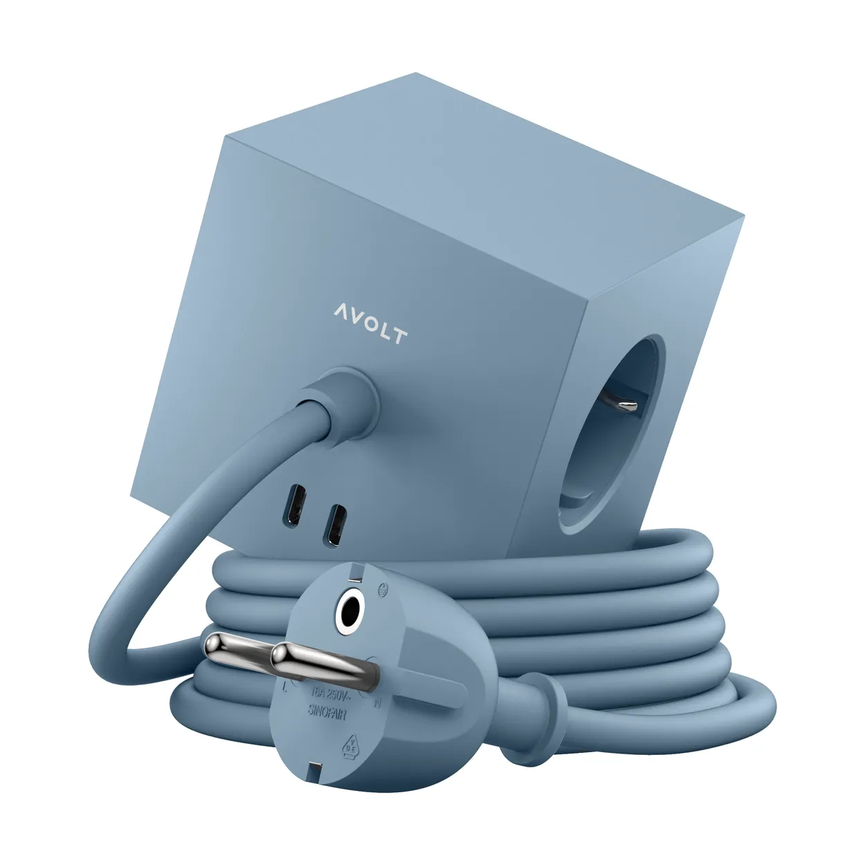 Avolt Square 1 stopcontact met USB-C 30W 1,8 m Shark blue