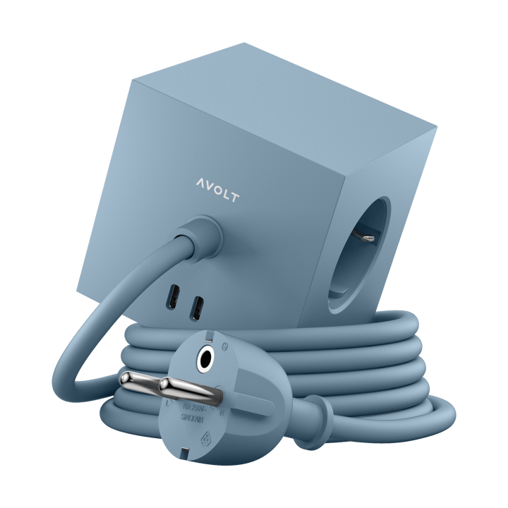 Square 1 stopcontact met USB-C 30W 1,8 m - Shark blue - Avolt