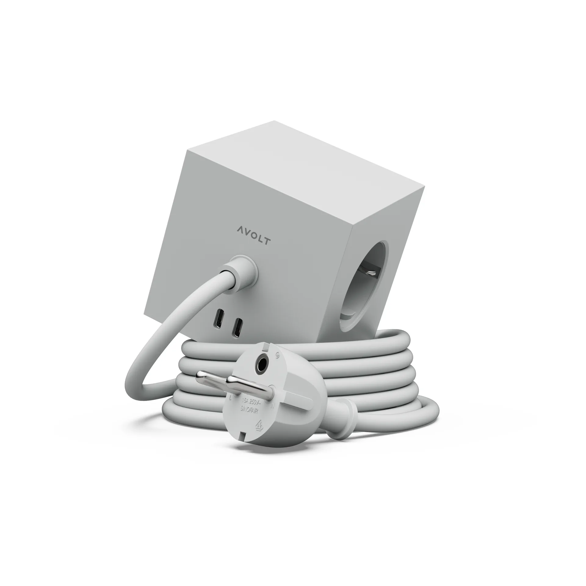 Square 1 stopcontact met USB-C 30W 3 m, Gotland Gray Avolt
