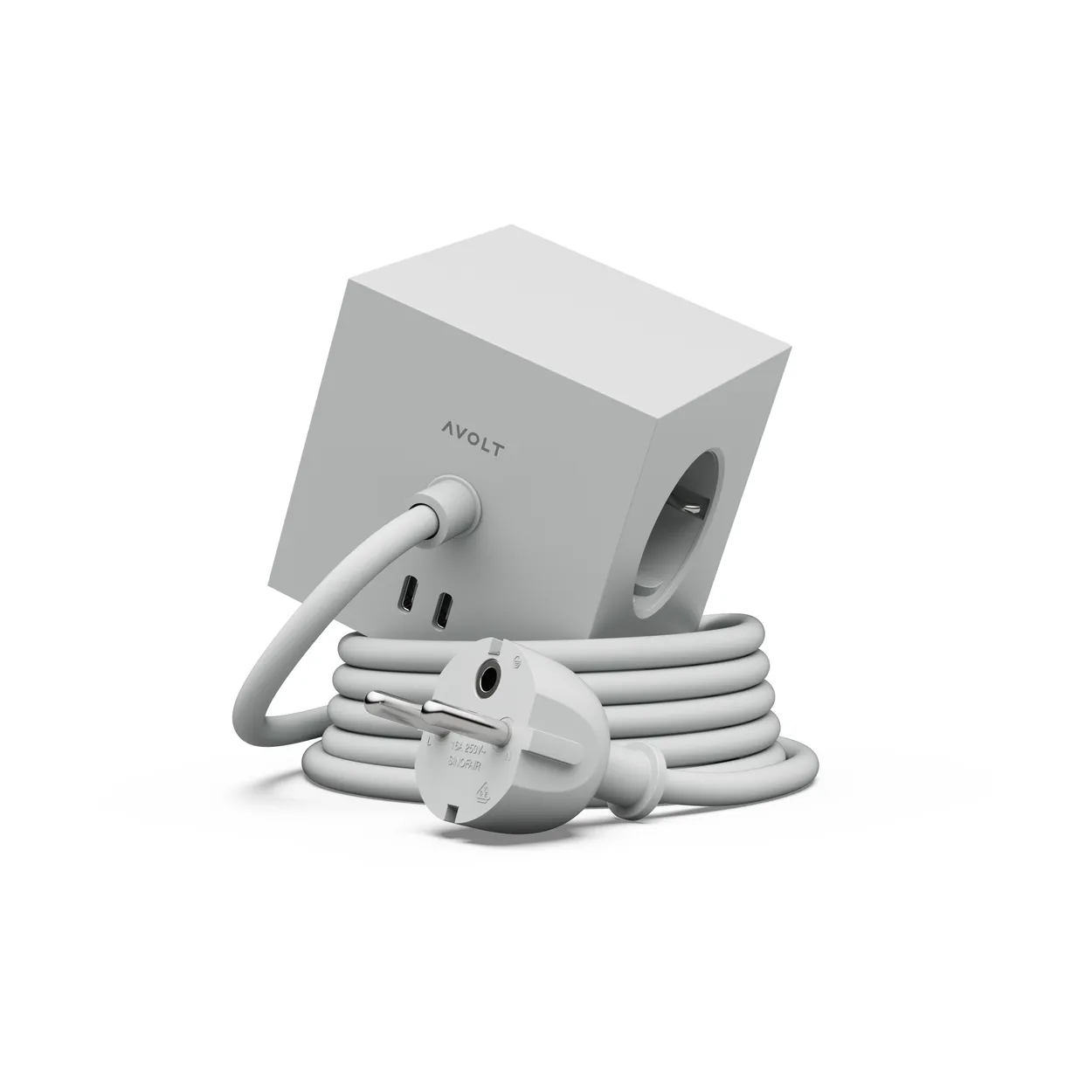 Avolt Square 1 stopcontact met USB-C 30W 3 m Gotland Gray