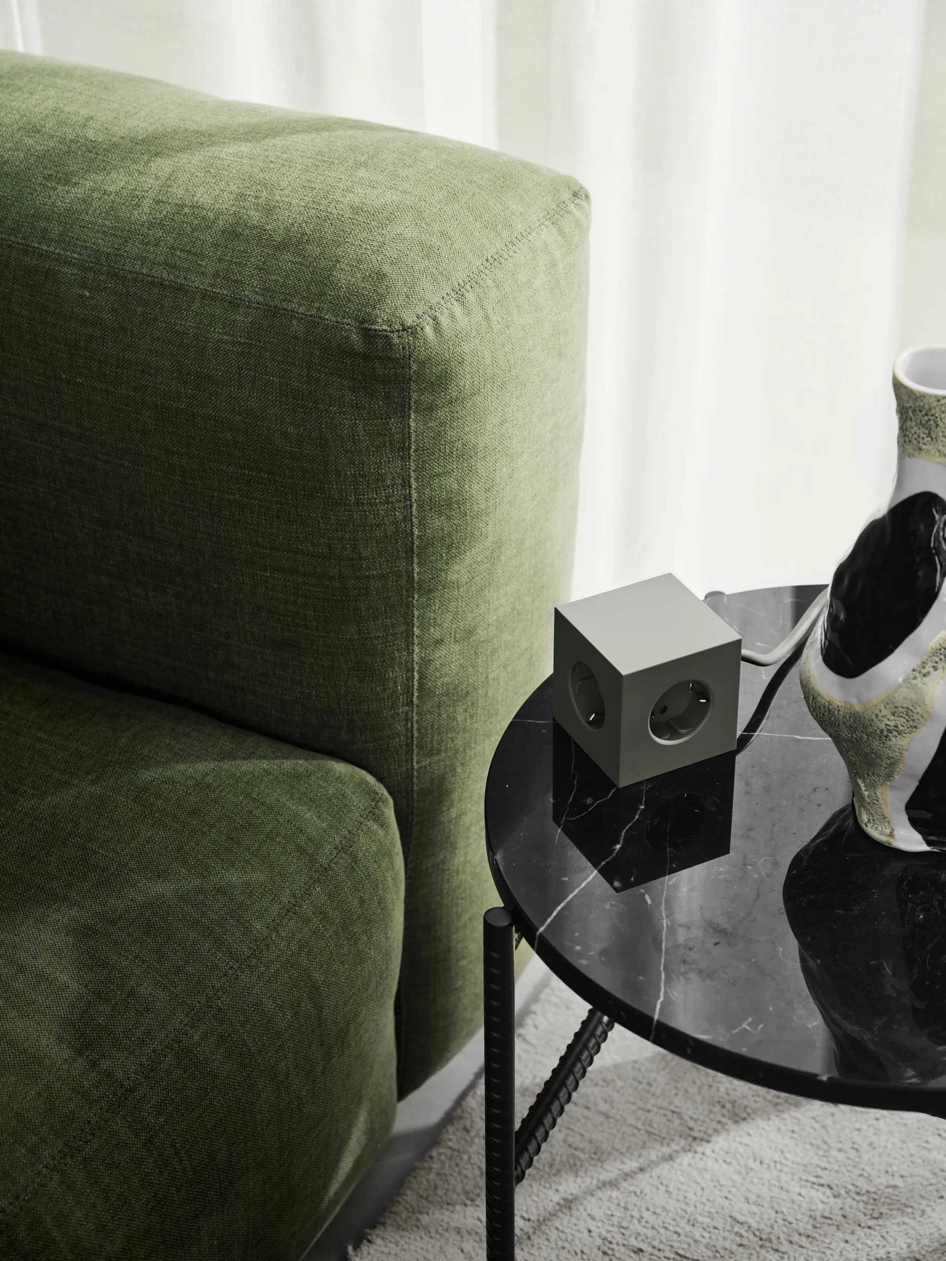 Square 1 stopcontact met USB-C 30W 3 m, Oak Green Avolt