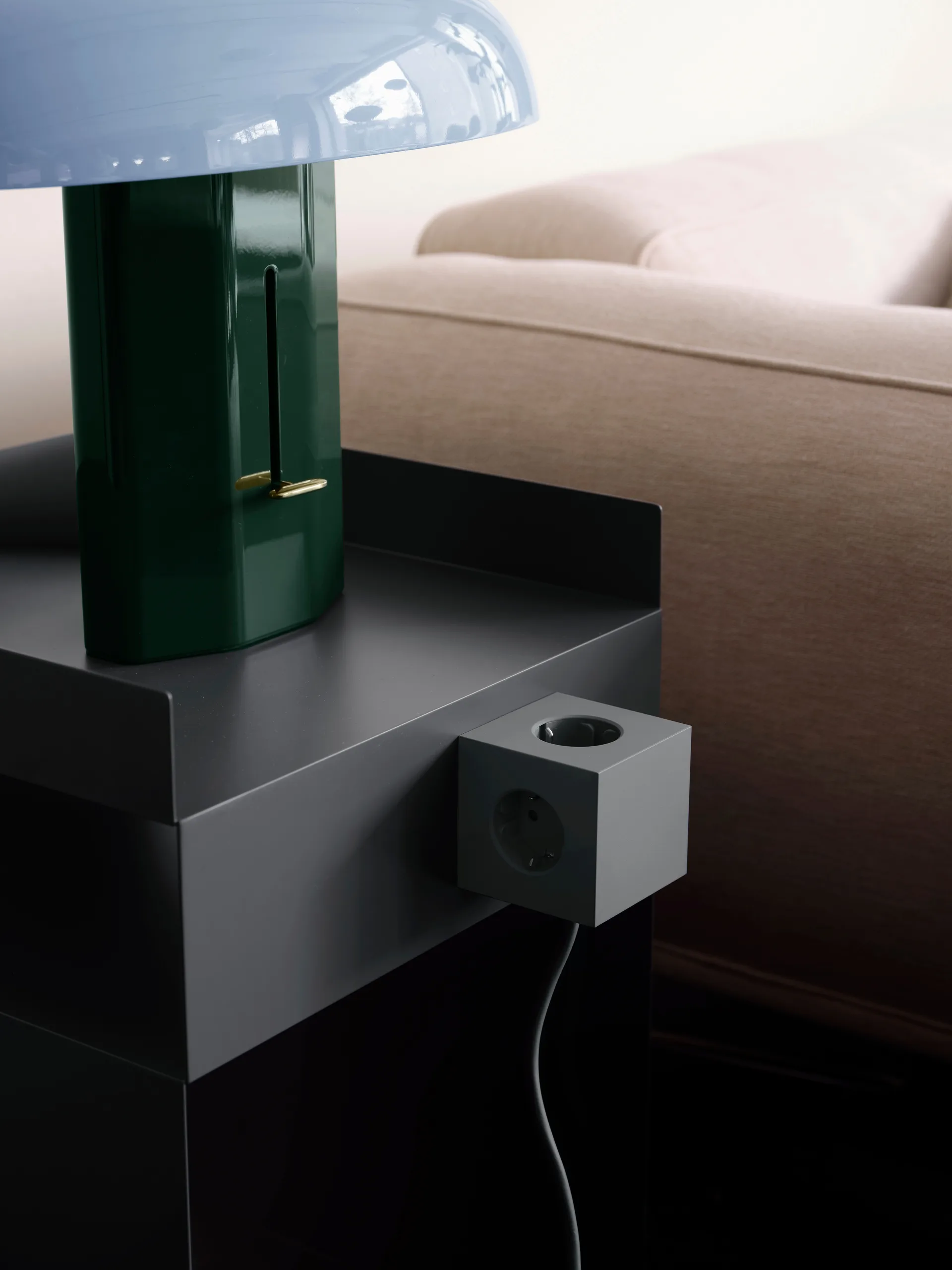 Square 1 stopcontact met USB-C 30W 3 m, Oak Green Avolt