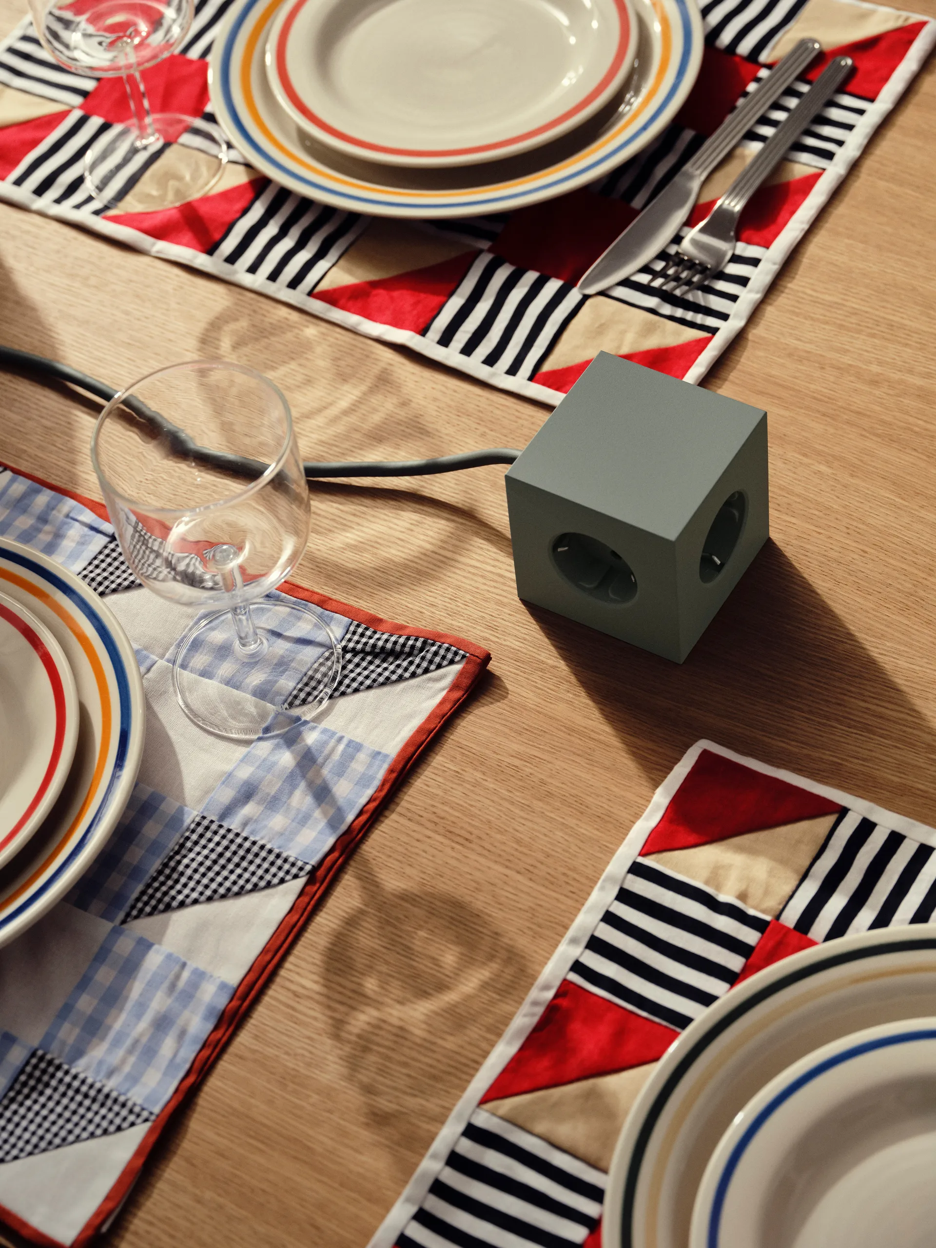 Square 1 stopcontact met USB-C 30W 3 m, Oak Green Avolt