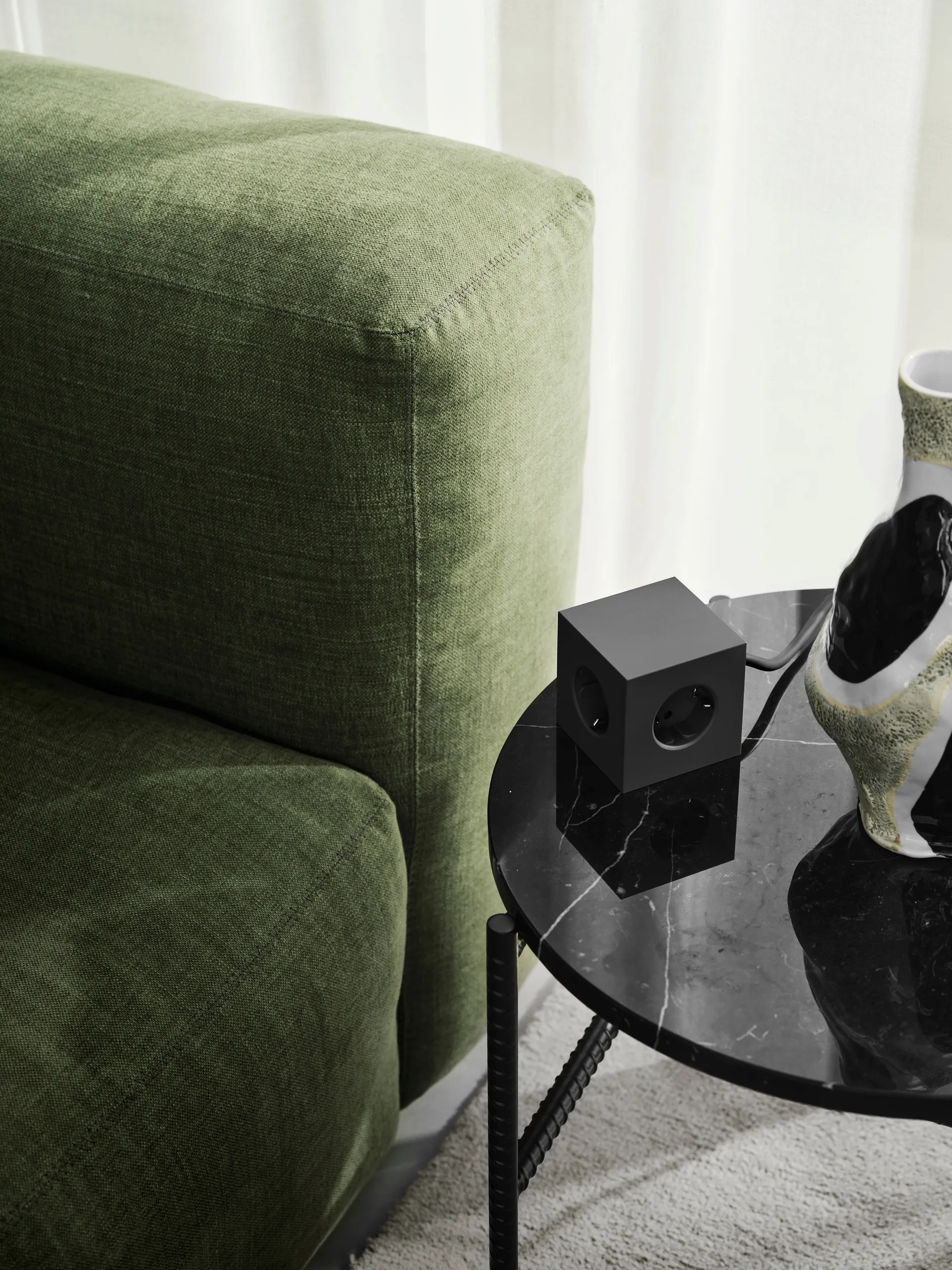 Square 1 stopcontact met USB-C 30W 3 m, Stockholm Black Avolt