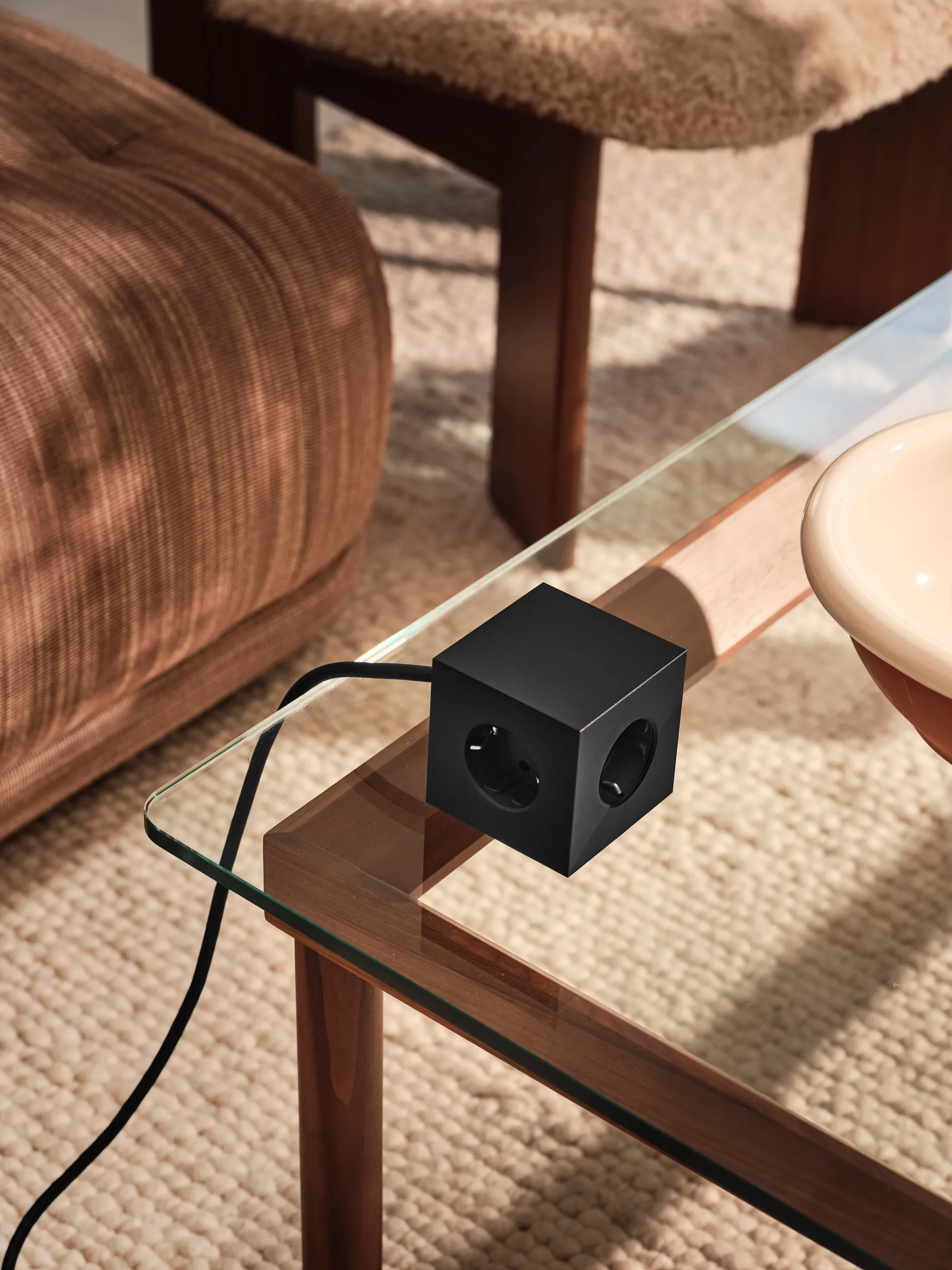Square 1 stopcontact met USB-C 30W 3 m, Stockholm Black Avolt