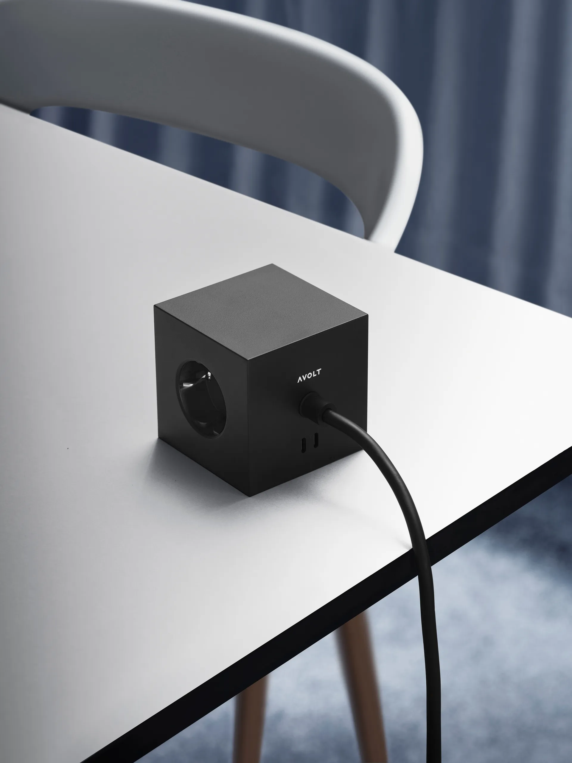 Square 1 stopcontact met USB-C 30W 3 m, Stockholm Black Avolt