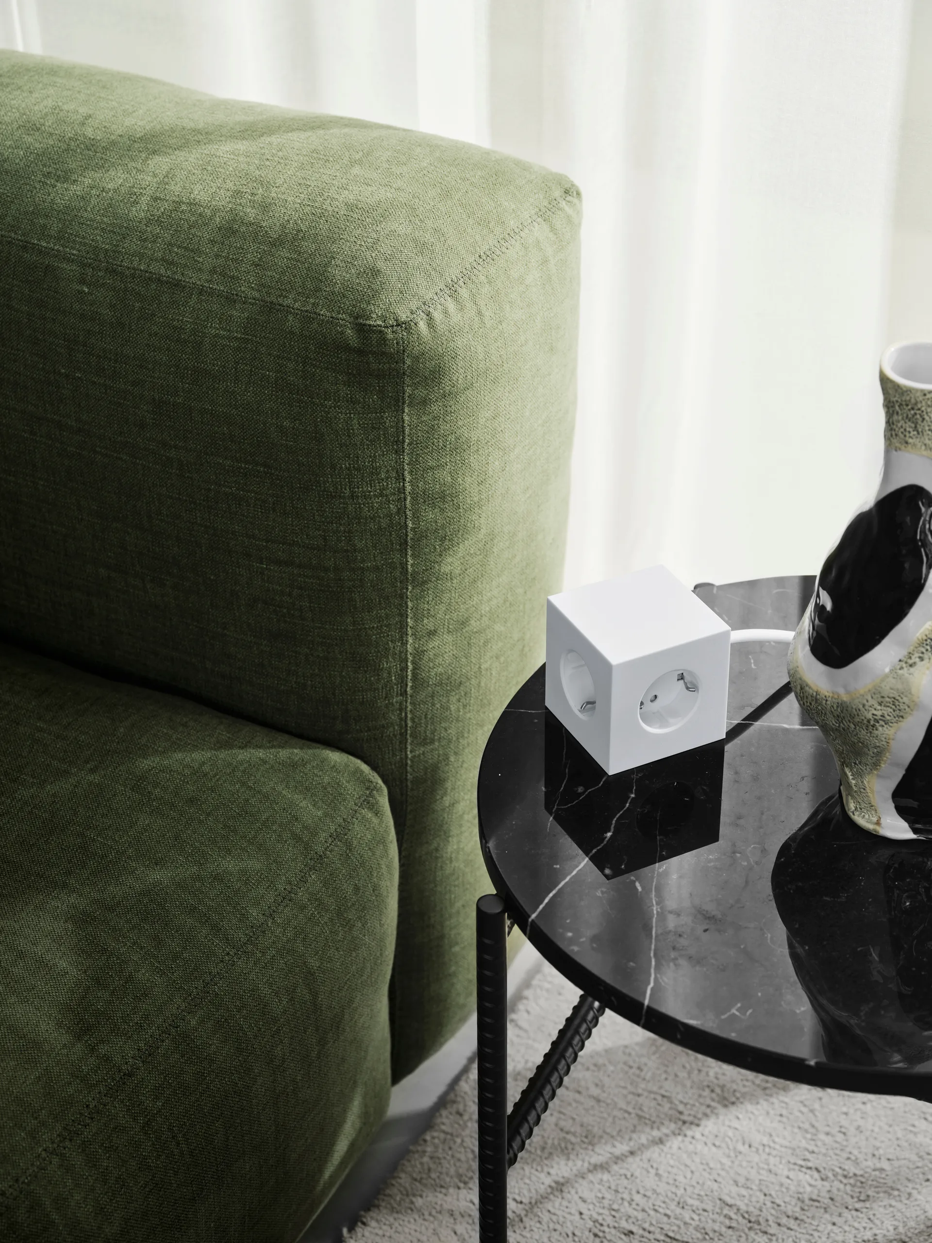 Square 1 stopcontact met USB-C 30W 3 m, White Martinelli Luce edition Avolt