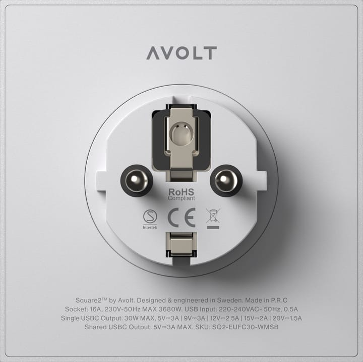 Square 2 stopcontact, Gotland Grey Avolt