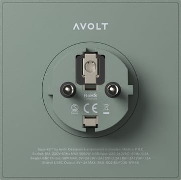 Square 2 stopcontact - Oak Green - Avolt