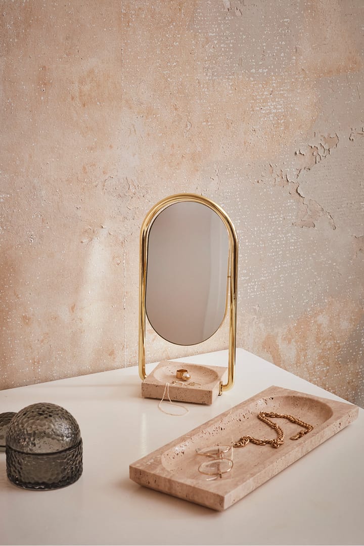 ANGUI tafelspiegel 17,2x35 cm, Gold/Travertine AYTM