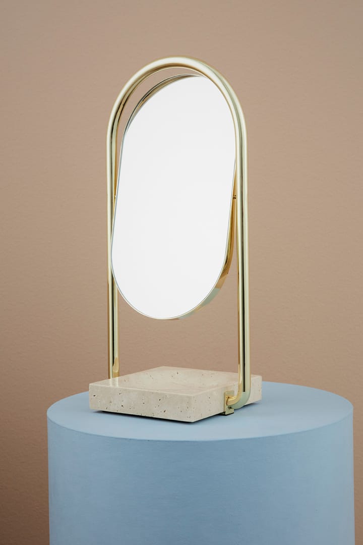 ANGUI tafelspiegel 17,2x35 cm, Gold/Travertine AYTM