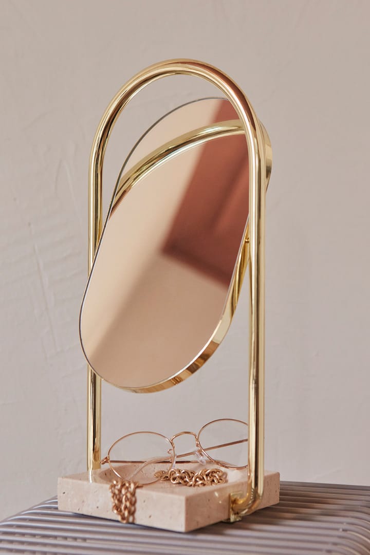 ANGUI tafelspiegel 17,2x35 cm, Gold/Travertine AYTM