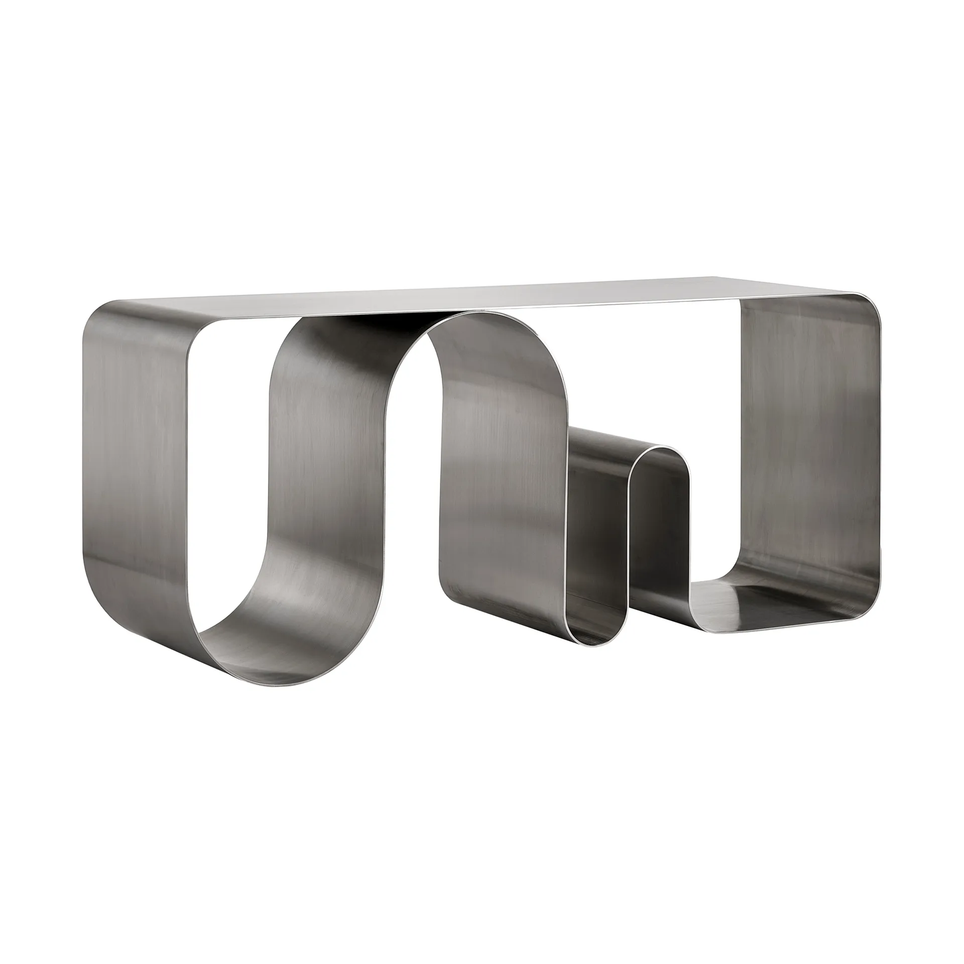 Curva solid zitbank, Zilverkleurig, 100 cm AYTM