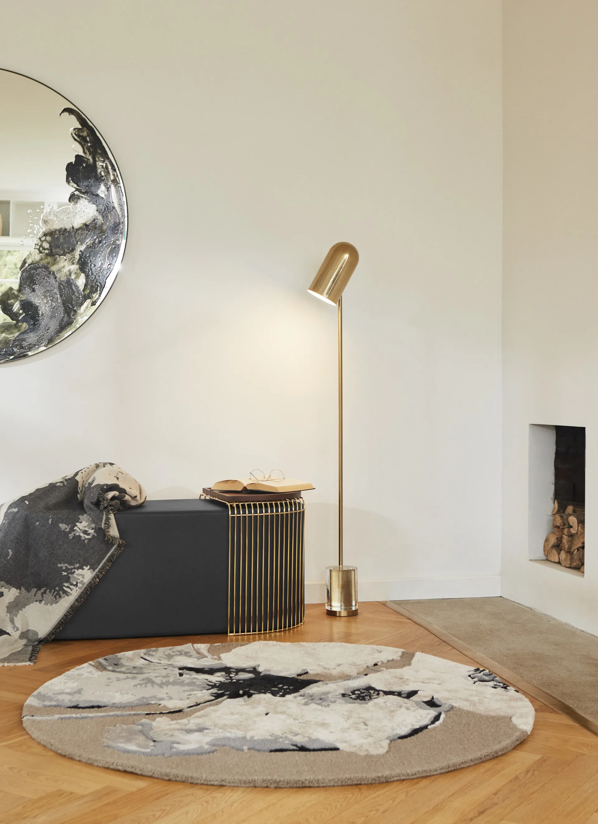 Floreo vloerkleed Ø200 cm, Wit-grijs AYTM