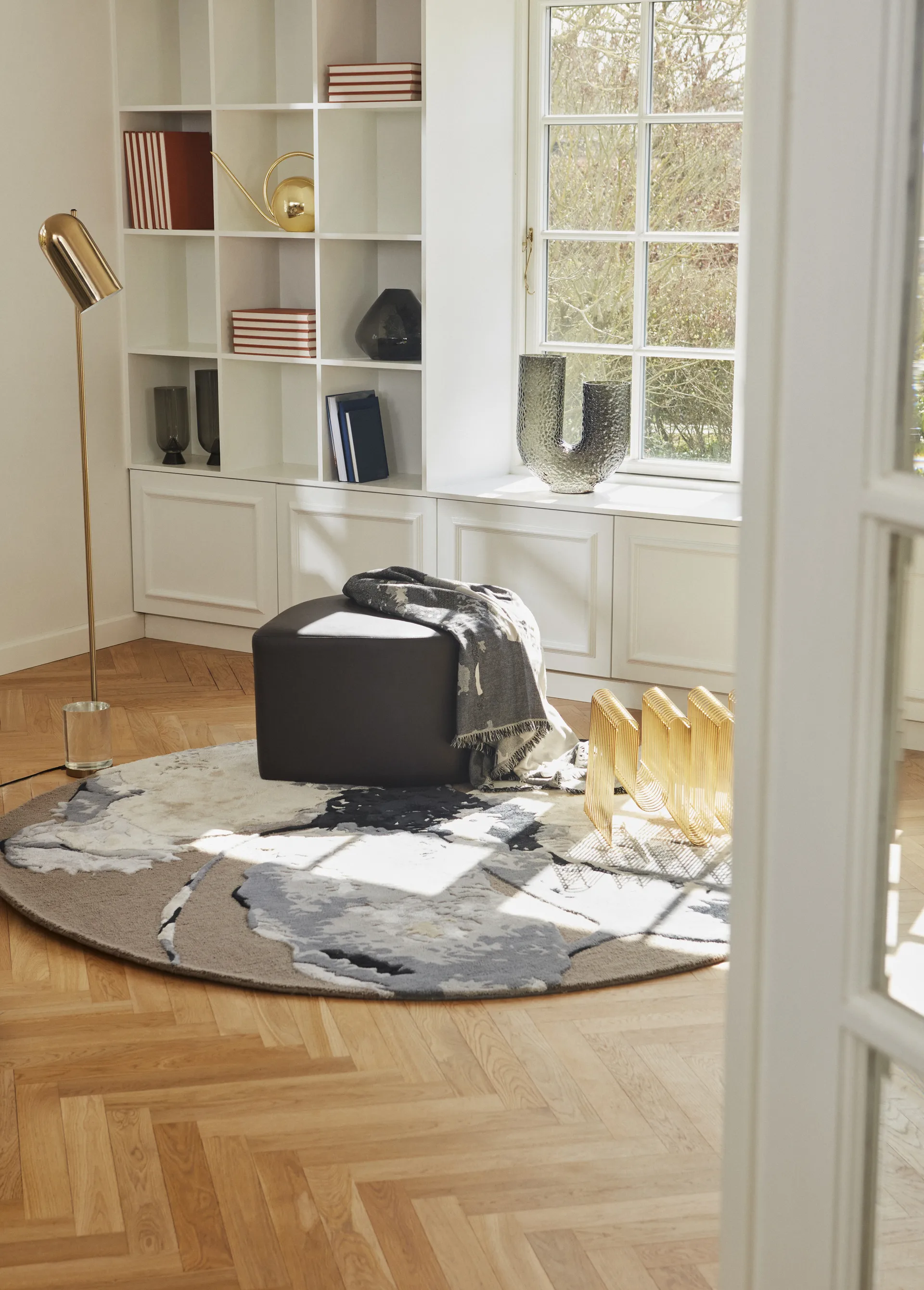 Floreo vloerkleed Ø200 cm, Wit-grijs AYTM