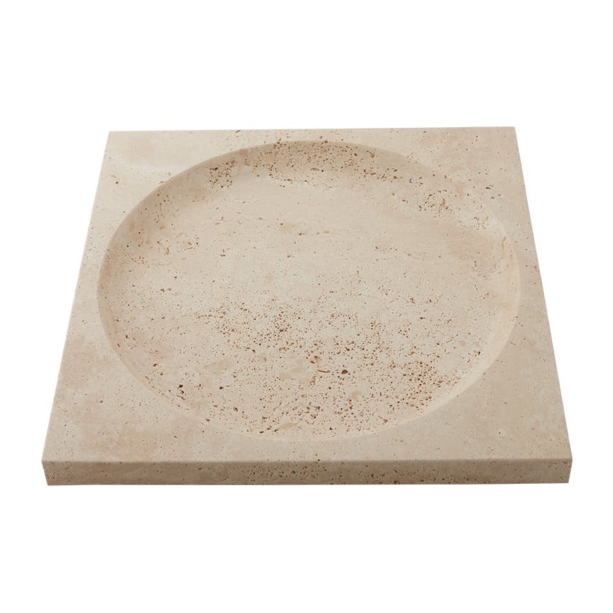 AYTM Regina schotel travertin 30x30 cm | Scandinavisch Interieur | Decoratieve schalen | Beige