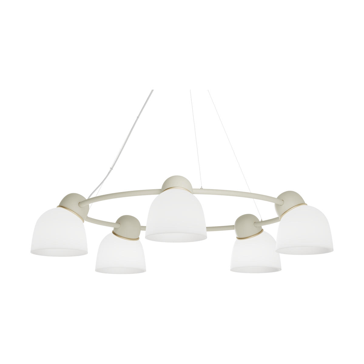 Belid Bird kroonluchter o95,3 cm Zand-messing-opaalglas