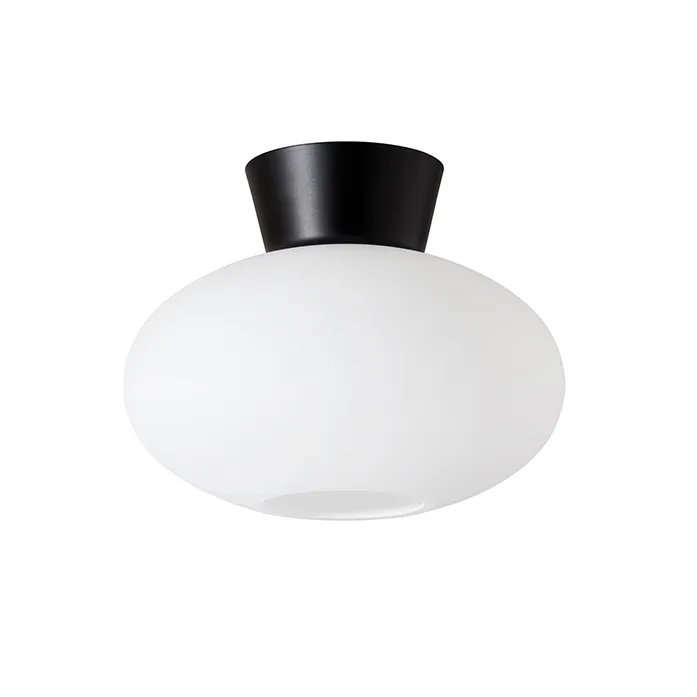 Bullo plafondlamp opaalglas Ø27 cm, Matzwart Belid